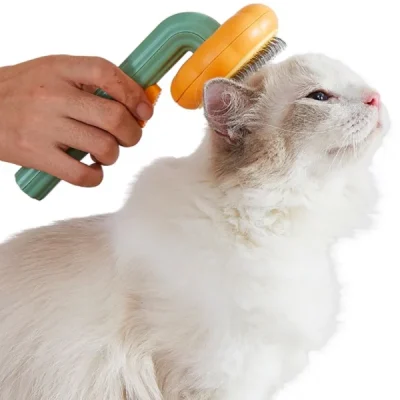 La miglior spazzola per gatti a pelo lungo Happy Clio nel mentre viene utilizzata su un gatto